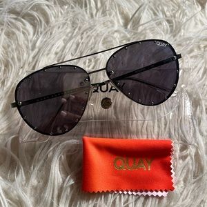 Quay Silver Studded Aviator Sunglasses